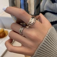 New Trendy Hemp Rope Braided Silver Plated Copper Open Ring Wholesale main image 5