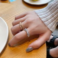 Korean Index Finger Open Ring Female Simple Cross Copper Inlaid Zircon Ring Wholesale main image 3