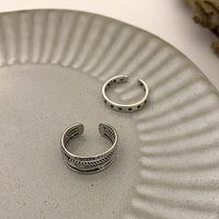 Koreanischer Hohlstern Offener Ring Retro-mehrschichtstreifen Versilberter Kupferring Weiblich main image 5