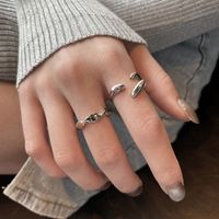 Niche Geometric Cross Glossy Silver Plated Copper Opening Index Finger Ring Female main image 1