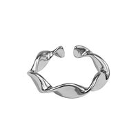 Niche Geometric Cross Glossy Silver Plated Copper Opening Index Finger Ring Female main image 6