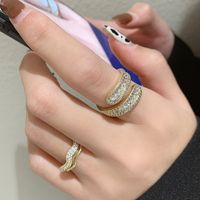 Korean Niche Open Ring Female Fashion Copper Micro Diamond Multi-layer Ring Female main image 1