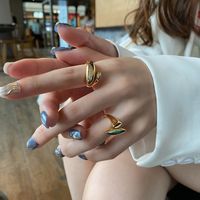 Fashion Korean Glossy Irregular Copper Gold-plated Opening Adjustable Ring Female main image 3