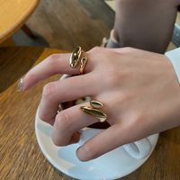Fashion Korean Glossy Irregular Copper Gold-plated Opening Adjustable Ring Female main image 4