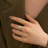 Copper Silver Plated Index Finger Ring Koreab New Volcano Texture Ring Female main image 3