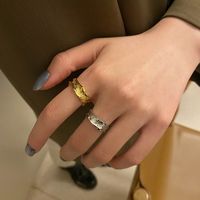 Copper Silver Plated Index Finger Ring Koreab New Volcano Texture Ring Female main image 4