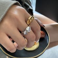 French Simple Irregular Bump Three-dimensional Hammer Silver Plated Copper Ring main image 3