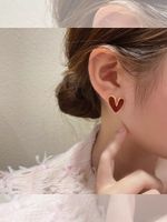 Vintage Solid Color Dripping Oil Heart-shaped Metal Earrings Wholesale main image 6