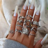 European And American Fashion Rhinestone Fox Open Joint Ring 11-piece Set main image 3