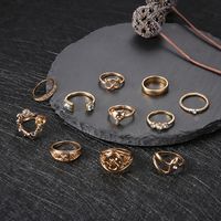 European And American Fashion Rhinestone Fox Open Joint Ring 11-piece Set main image 4