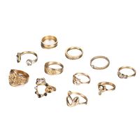 European And American Fashion Rhinestone Fox Open Joint Ring 11-piece Set main image 5