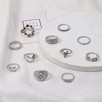 European And American Fashion Rhinestone Fox Open Joint Ring 11-piece Set main image 6