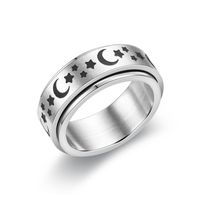 Fashion Turning Ring Star Moon Small Flower Titanium Steel Couple Ring main image 4