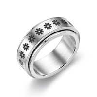 Fashion Turning Ring Star Moon Small Flower Titanium Steel Couple Ring main image 6