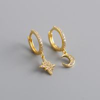 Fashion 925 Silver Needle Star And Moon Asymmetric Earrings Earrings Wholesale sku image 3
