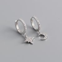 Fashion 925 Silver Needle Star And Moon Asymmetric Earrings Earrings Wholesale sku image 4