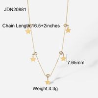 Simple Stainless Steel Round Beads Zirconia Star Necklace Wholesale sku image 1