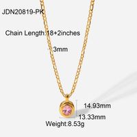 New Stainless Steel Cubic Zirconia Oval Pendant Necklace Wholesale sku image 2