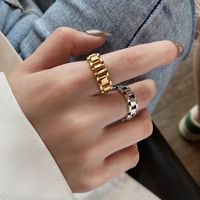 European And American Chain Glossy Cuban Ring Couple Silver Plated Copper Jewelry sku image 2