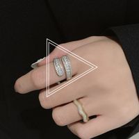 Korean Niche Open Ring Female Fashion Copper Micro Diamond Multi-layer Ring Female sku image 1