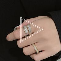 Korean Niche Open Ring Female Fashion Copper Micro Diamond Multi-layer Ring Female sku image 2