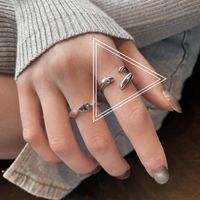 Niche Geometric Cross Glossy Silver Plated Copper Opening Index Finger Ring Female sku image 2