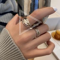 New Trendy Hemp Rope Braided Silver Plated Copper Open Ring Wholesale sku image 1