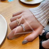 Korean Index Finger Open Ring Female Simple Cross Copper Inlaid Zircon Ring Wholesale sku image 1