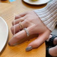 Korean Index Finger Open Ring Female Simple Cross Copper Inlaid Zircon Ring Wholesale sku image 2