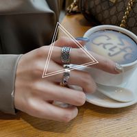 Retro Geometric Rhombus Carved Ring Fashion Opening Adjustable Copper Index Finger Ring sku image 1