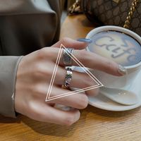 Retro Geometric Rhombus Carved Ring Fashion Opening Adjustable Copper Index Finger Ring sku image 2