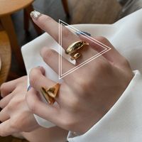 Fashion Korean Glossy Irregular Copper Gold-plated Opening Adjustable Ring Female sku image 1