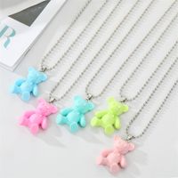 Simple Candy-colored Resin Bear Color Animal Pendant Necklace main image 1