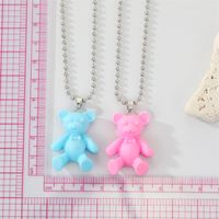 Simple Candy-colored Resin Bear Color Animal Pendant Necklace main image 3
