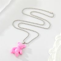 Simple Candy-colored Resin Bear Color Animal Pendant Necklace main image 4