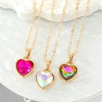 Fashion Retro Zircon Heart Pendant Multicolor Stone Pendant Necklace main image 1