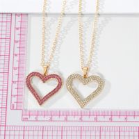 Retro Full Rhinestone Hollow Heart Geometric Heart Necklace Wholesale main image 4