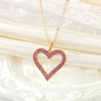Retro Full Rhinestone Hollow Heart Geometric Heart Necklace Wholesale main image 5