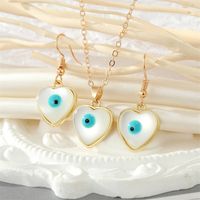 Simple Personality Round Heart Opal Blue Eyes Earrings Necklace Set main image 1