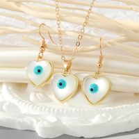 Simple Personality Round Heart Opal Blue Eyes Earrings Necklace Set main image 2