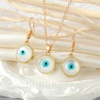 Simple Personality Round Heart Opal Blue Eyes Earrings Necklace Set main image 3