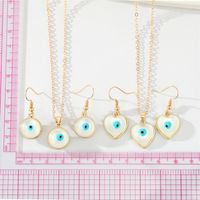 Simple Personality Round Heart Opal Blue Eyes Earrings Necklace Set main image 4