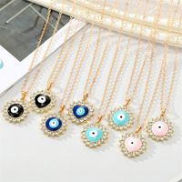 Retro Rhinestone Drip Oil Round Heart-shaped Eye Necklace Wholesale main image 2