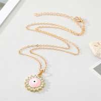 Retro Rhinestone Drip Oil Round Heart-shaped Eye Necklace Wholesale main image 4