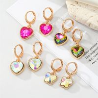 Trend Color Zircon Butterfly Love Pendant Cute Peach Heart Earrings main image 1