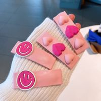 Fashion Contrast Color Leather Bb Clip Smiley Heart Hair Clip main image 3