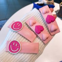 Fashion Contrast Color Leather Bb Clip Smiley Heart Hair Clip main image 4