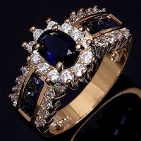 New Inlaid Blue And Red Zircon Ring Fashion Men And Women Ring Wholesale main image 1
