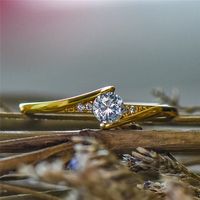 New European And American Gold-plated Inlaid Three-dimensional Zircon Fine Ring main image 4