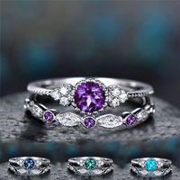 Fashion Zircon Ladies Rings Two-piece Micro-set Emerald Ring Jewelry main image 1